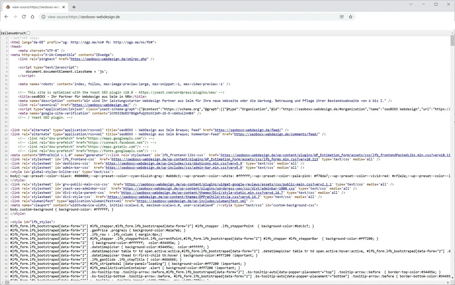 Datenschutz - Website Quellcodeansicht mit Suchfenster Datenschutz - Website Quellcodeansicht mit Suchfenster