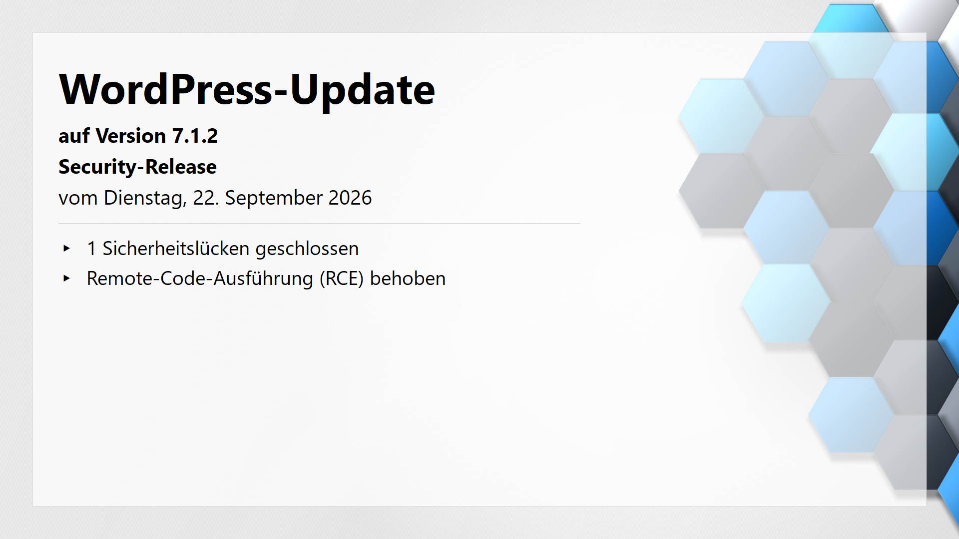 WordPress-Update auf Version 7.1.2 am 22. September 2026 erschienen – Security-Fix