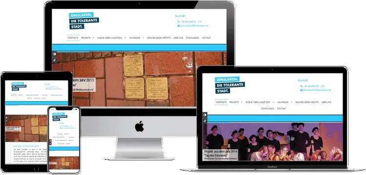 Tolerantes Dinslaken - Barrierefreie Website der Stadt Dinslaken - Bundesprogramm Demokratie Leben - MockUp